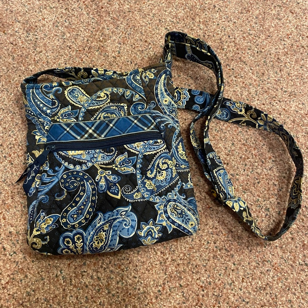 Vera Bradley Navy and Gold Paisley Crossbody Bag